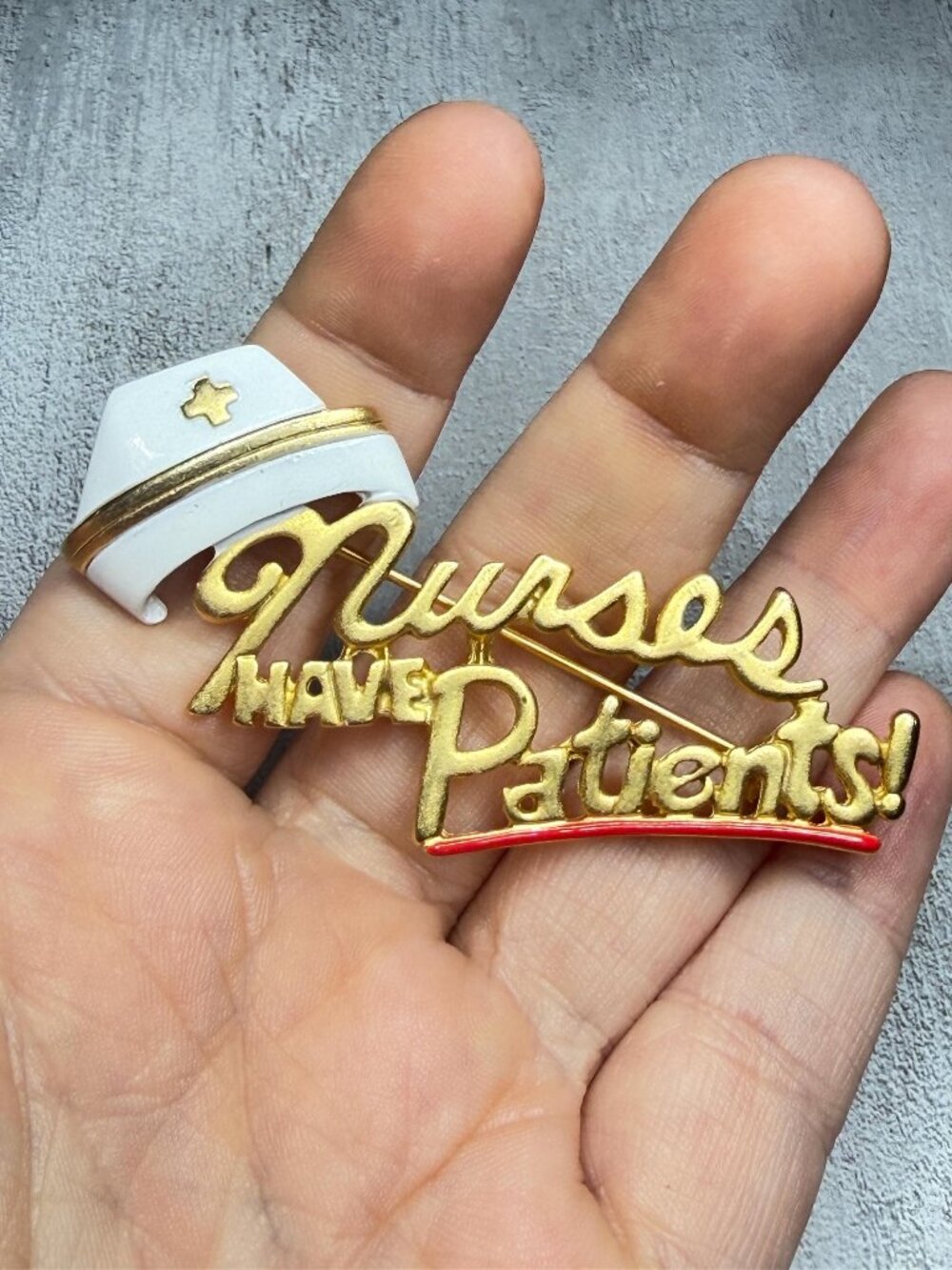 Nurses Make Better Patients AJC Brooch Vintage 2.75 inches